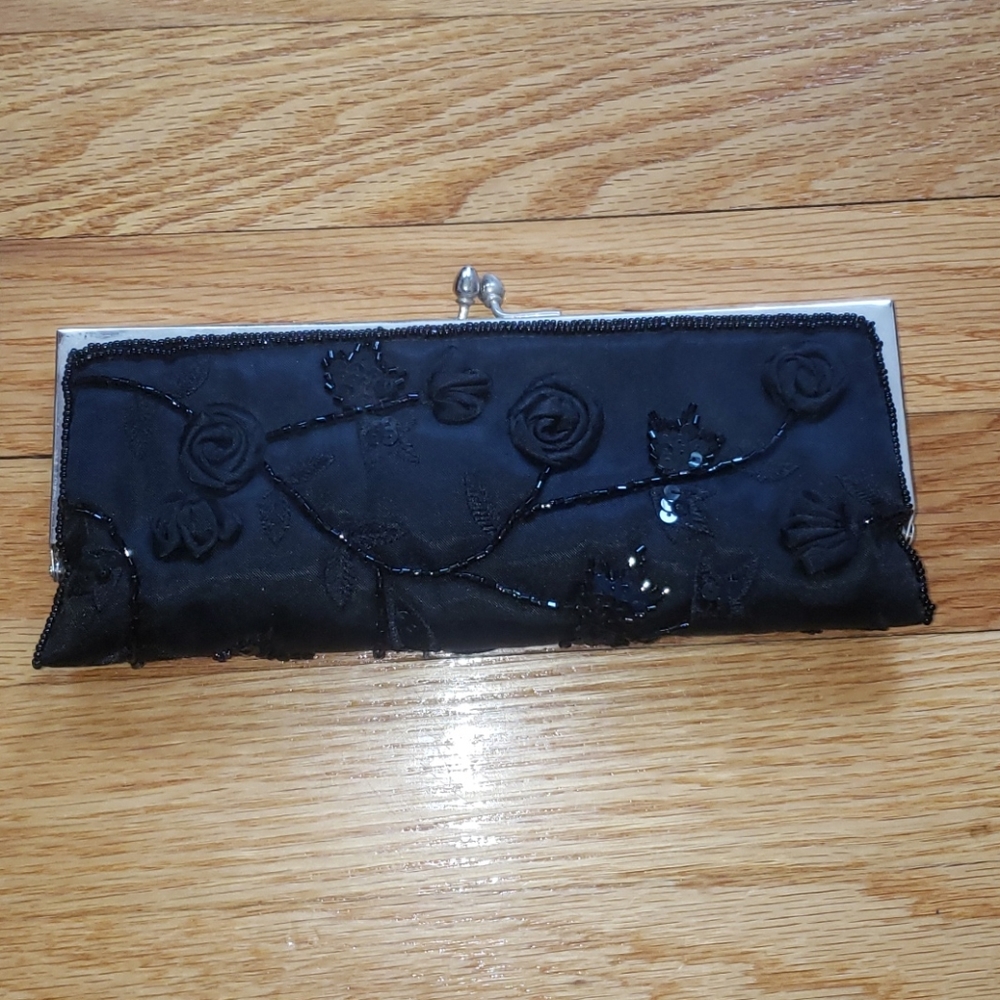 Valerie Stevens beaded black evening clutch